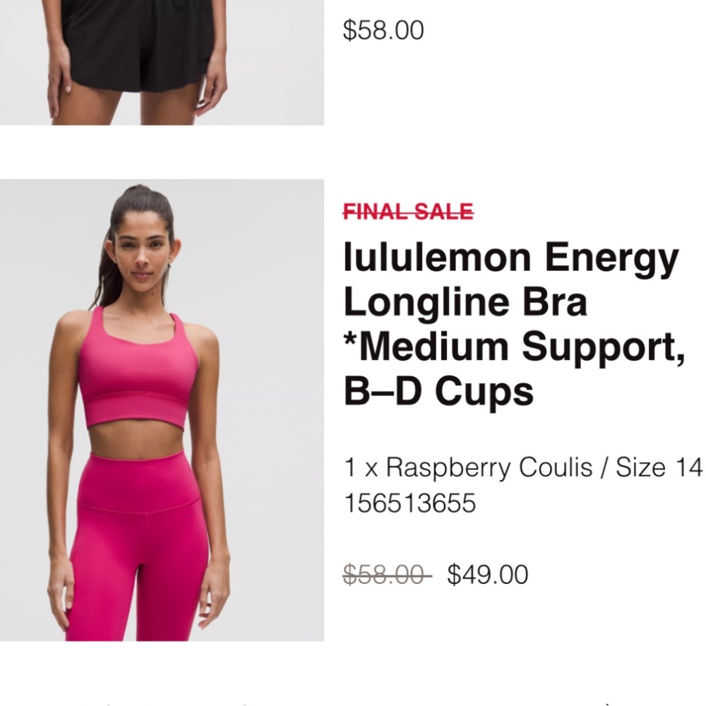 Lululemon Raspberry Coulis Energy Longline Bra